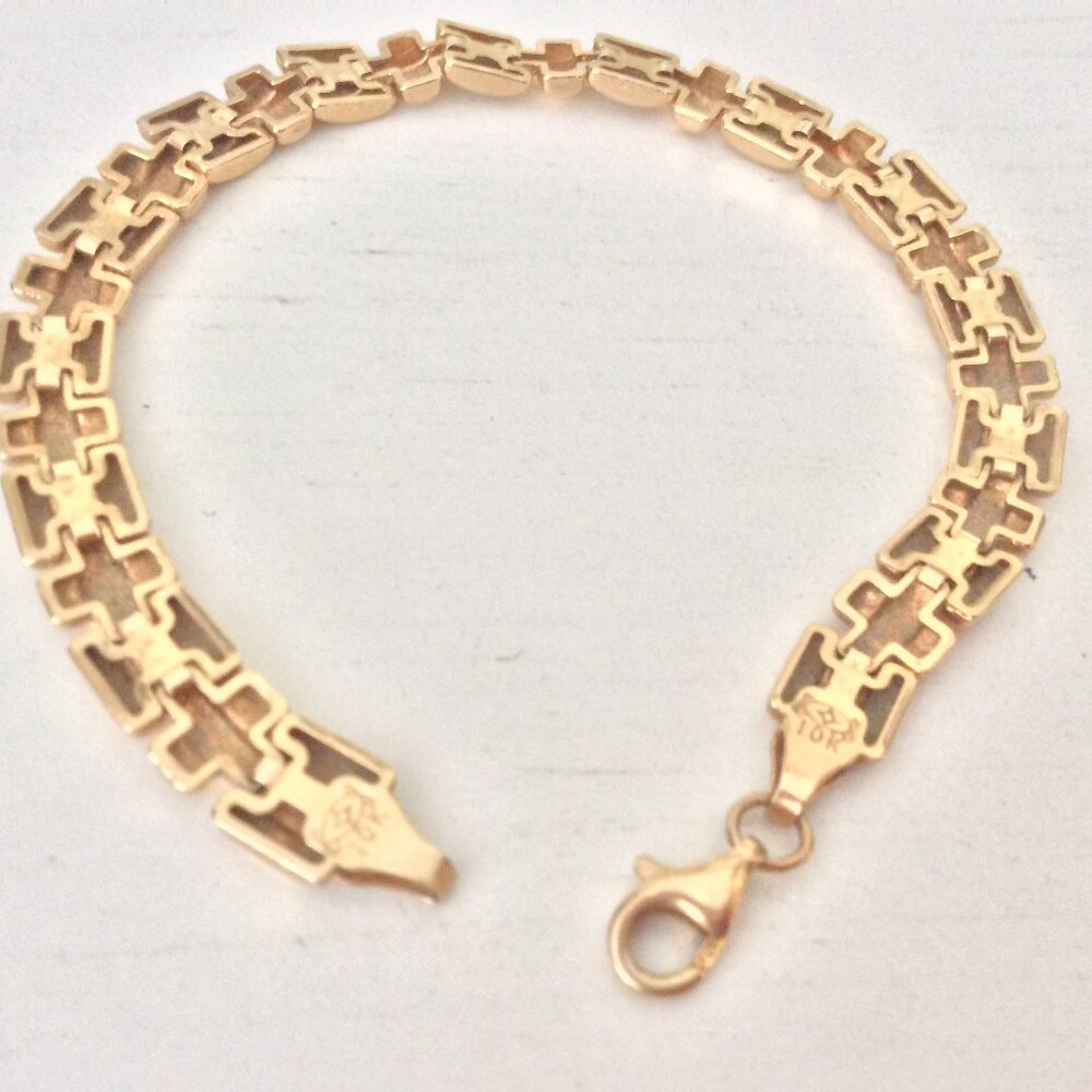 10k Real Solid Gold Link Bracelet - image 2